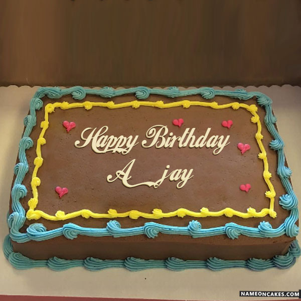 Happy Birthday GIF for Ajay with Birthday Cake and Lit Candles — Download  on Funimada.com